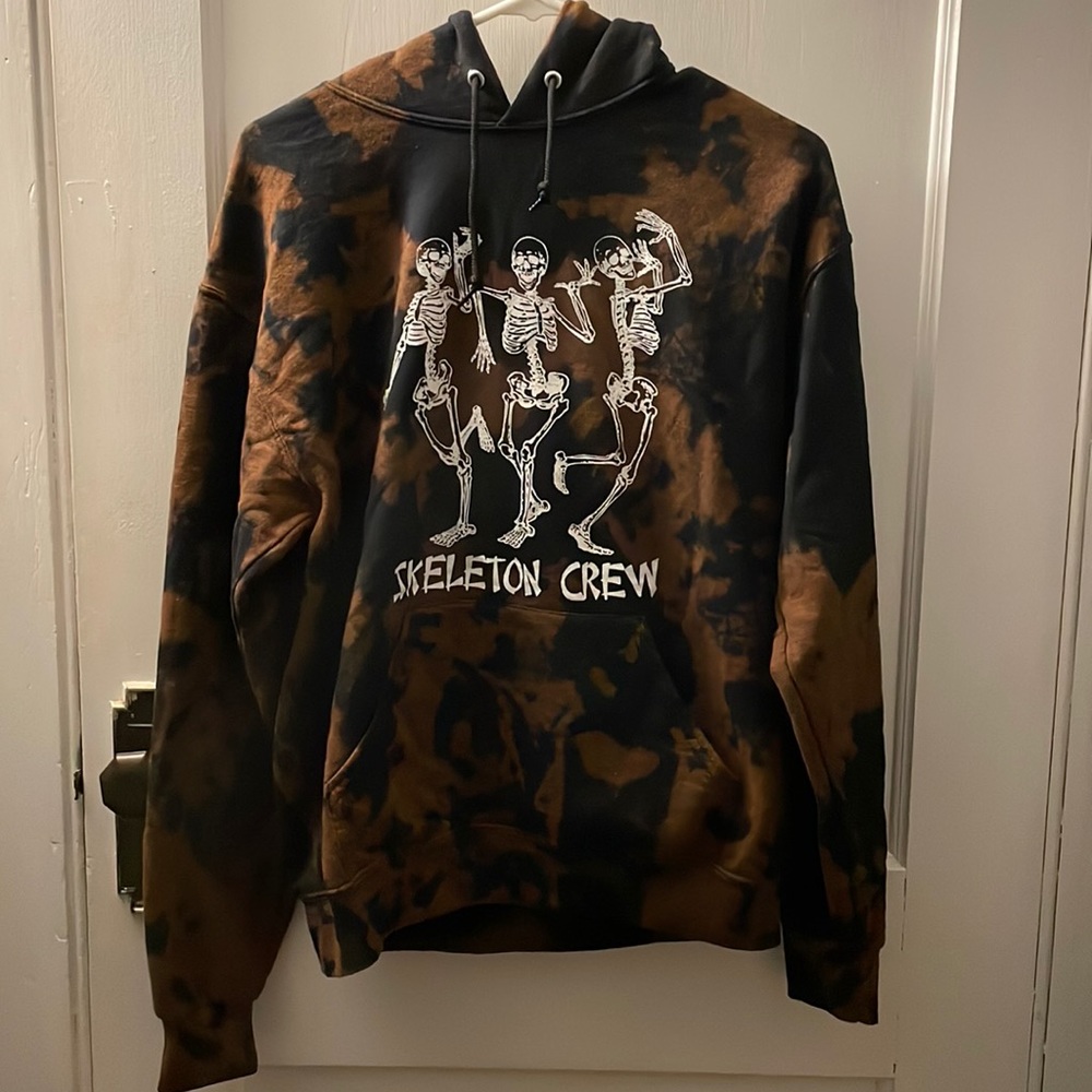 Brown and black splattered Skeleton crew hoodie